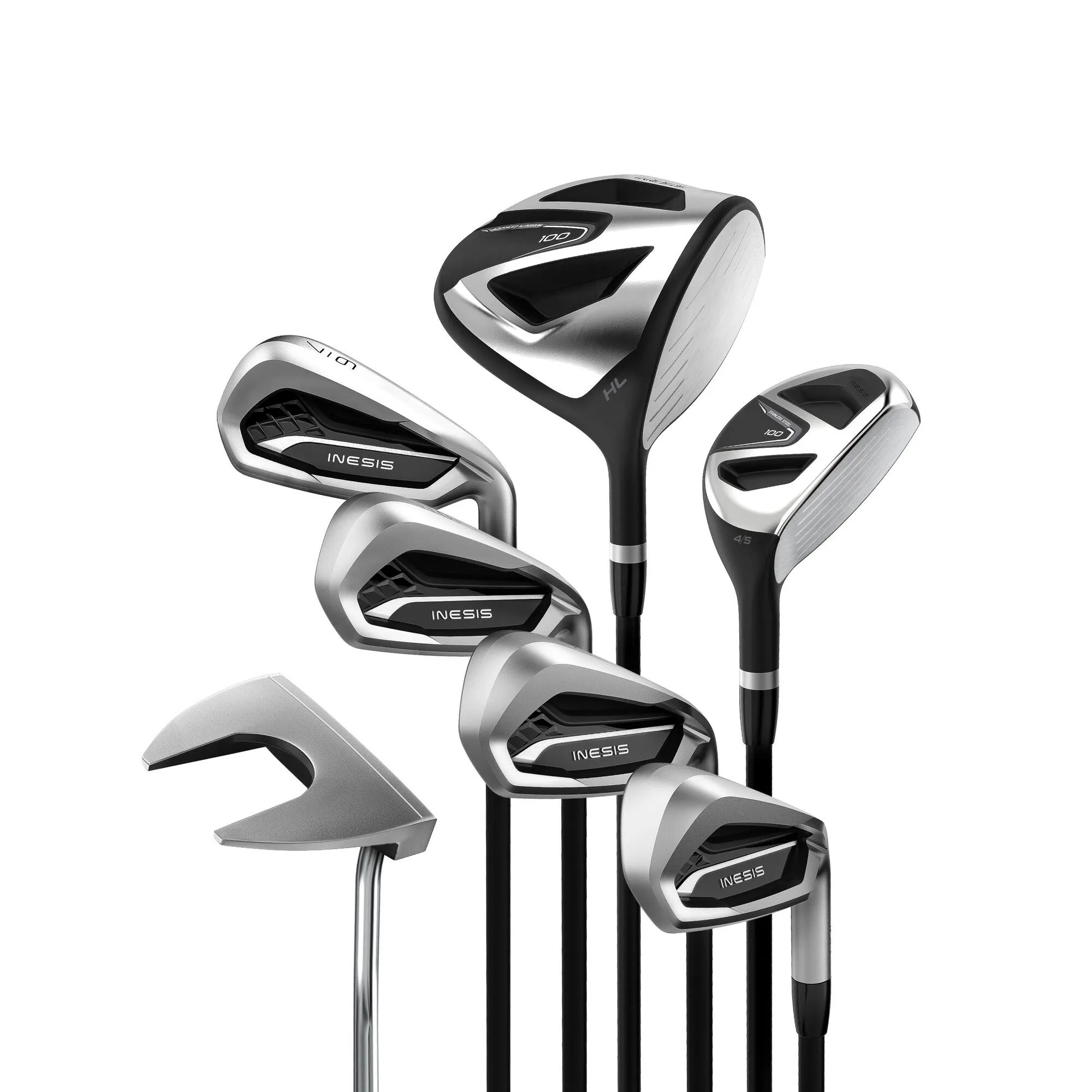 ADULT GOLF KIT 7 CLUBS RIGHT HANDED GRAPHITE - INESIS 100