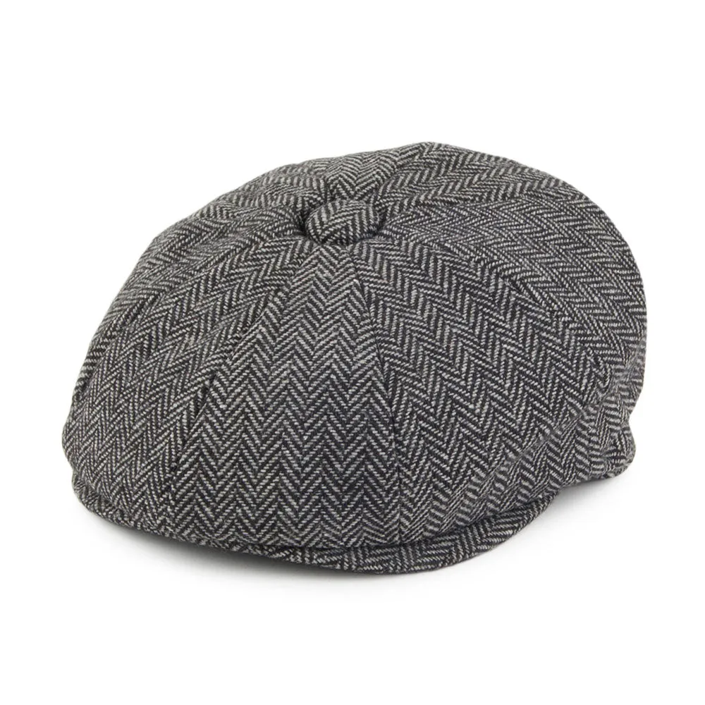 Baby Herringbone Newsboy Cap - Charcoal