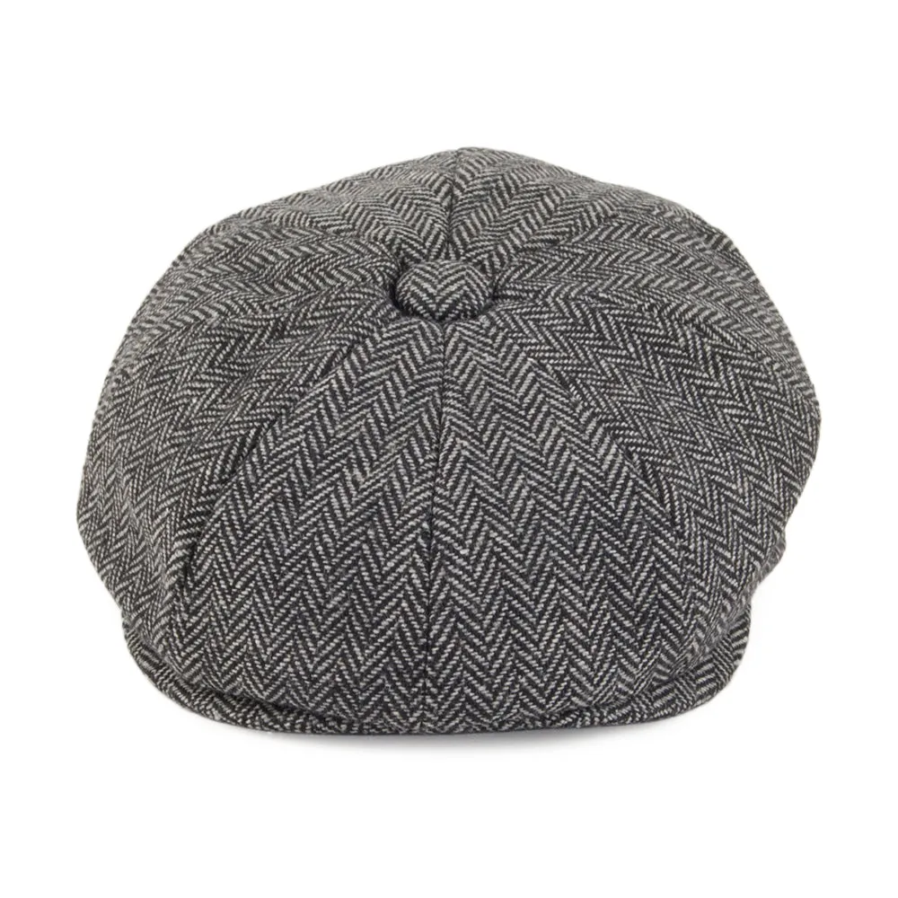 Baby Herringbone Newsboy Cap - Charcoal