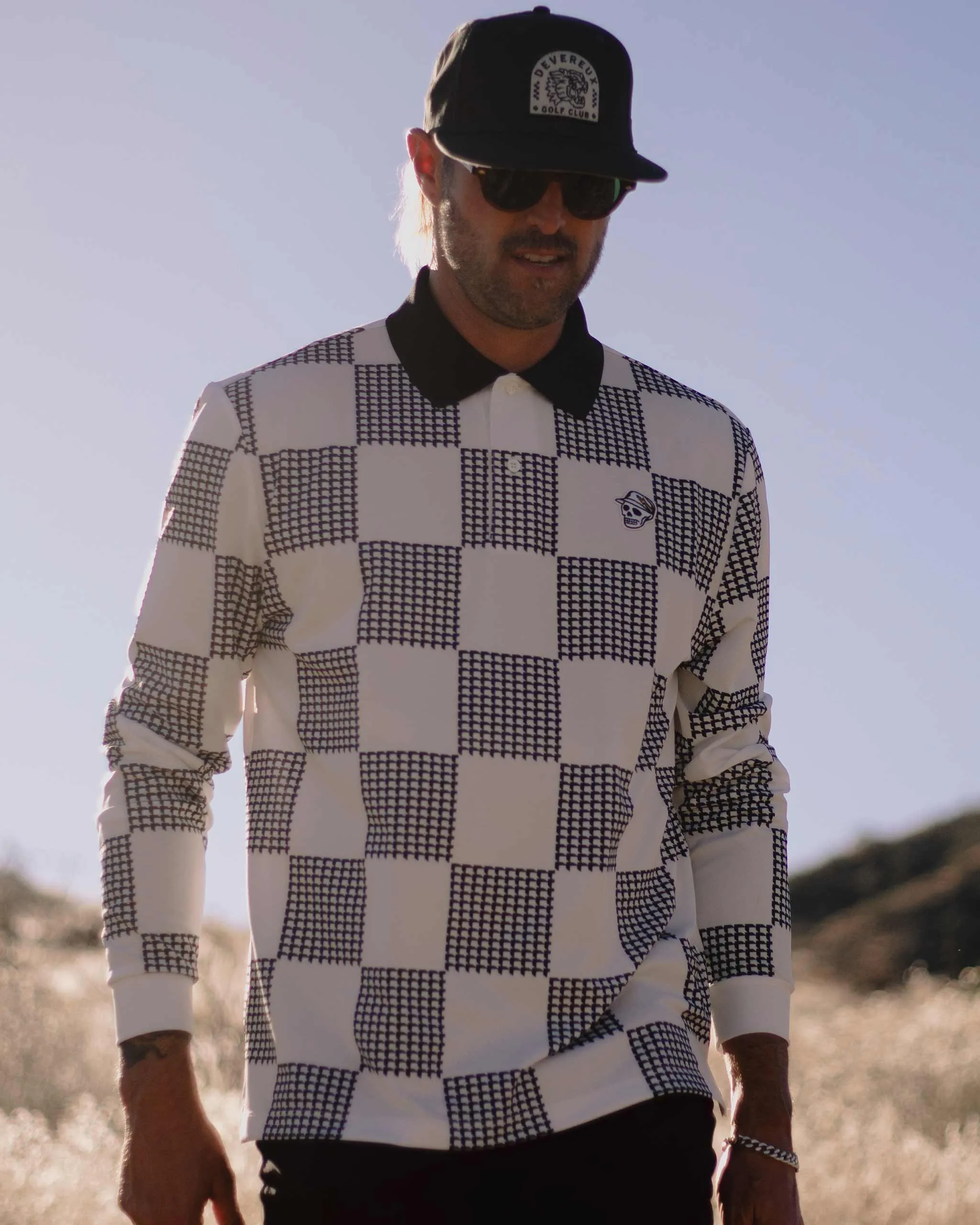 Polo Shirt with Checkered Pattern for Back 9 Style