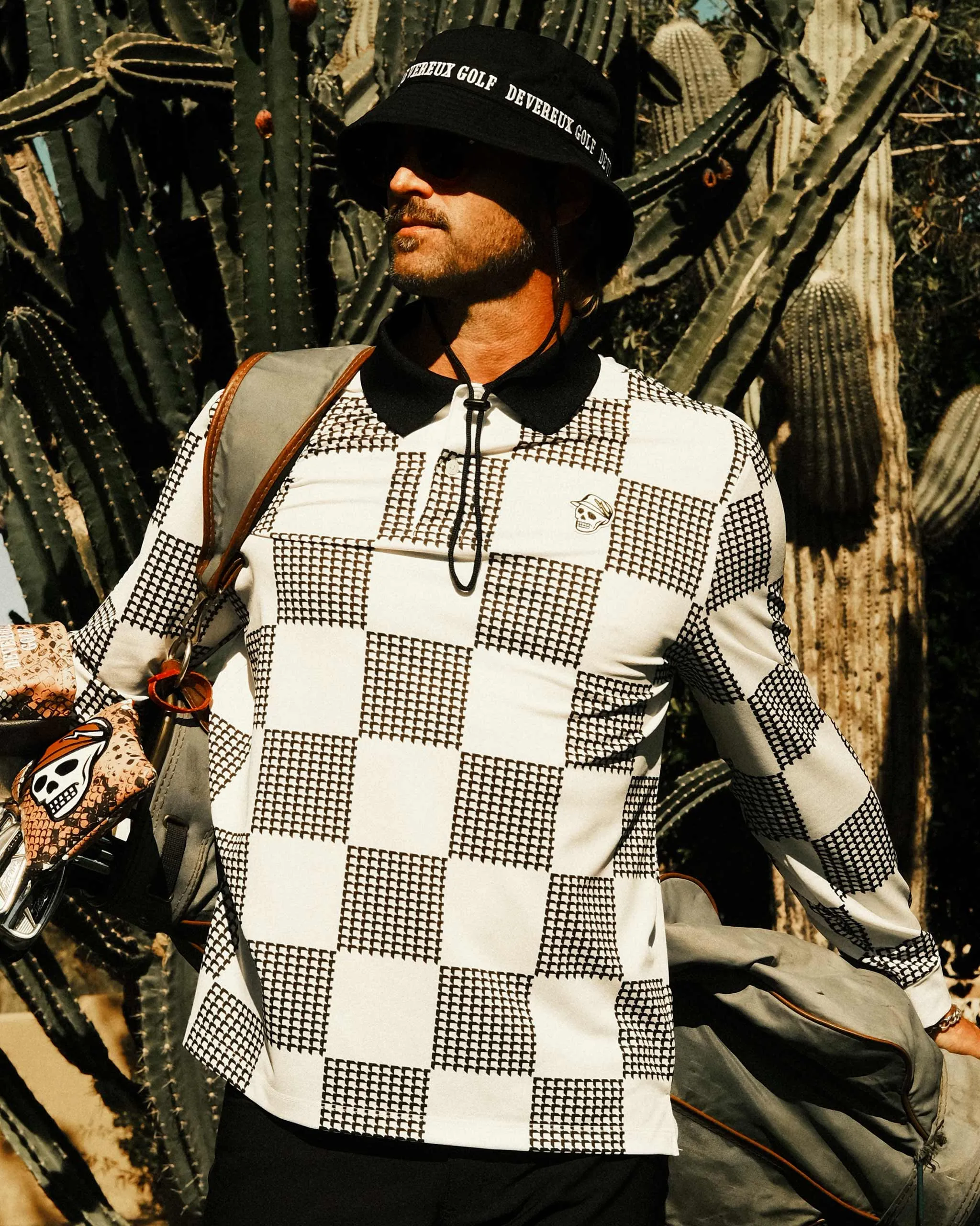 Polo Shirt with Checkered Pattern for Back 9 Style