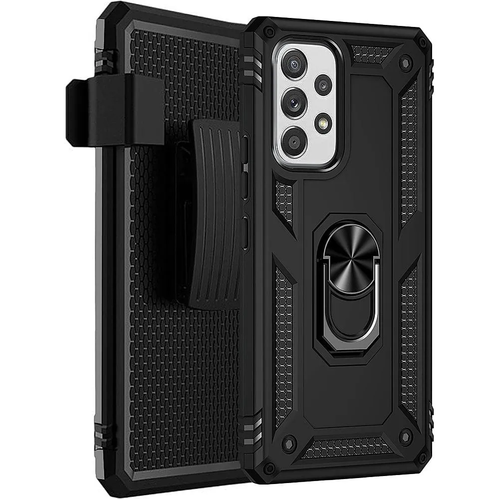 Black Military Kickstand Case with Belt Clip - Samsung Galaxy A53 5G