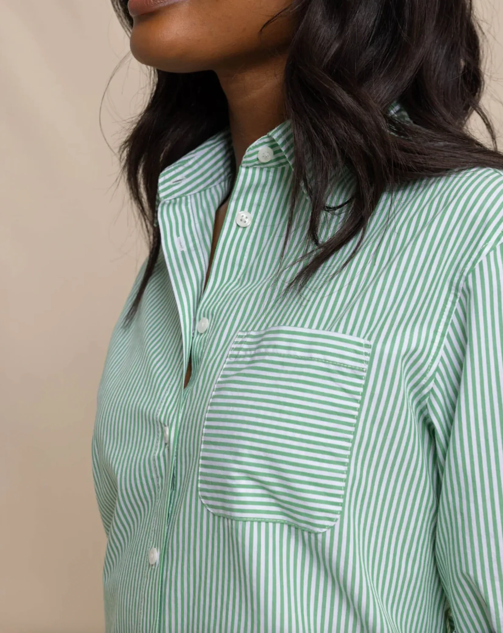 Cam Stripe Poplin Dress | Lawn Green