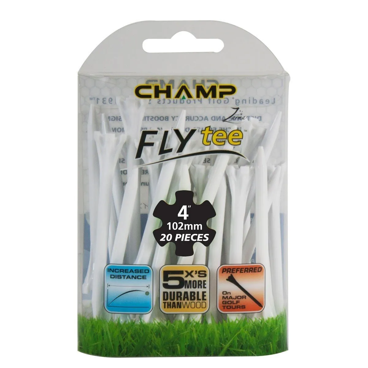 Champ Zarma FLYTee - 4" White Golf Tees 20 Pack