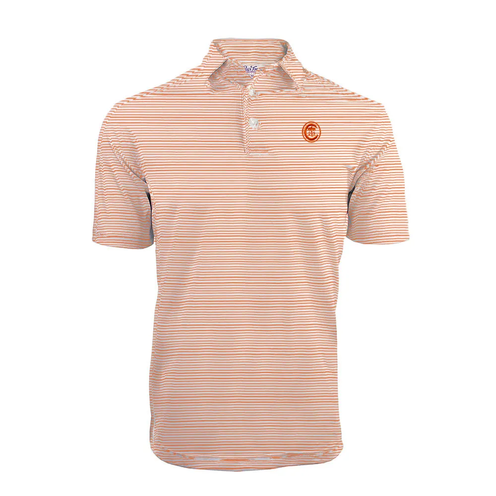 Clemson Ring Crest Polo in Striped Orange