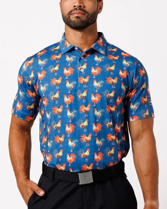 Cocky Rooster Polo-Navy-Waggle golf