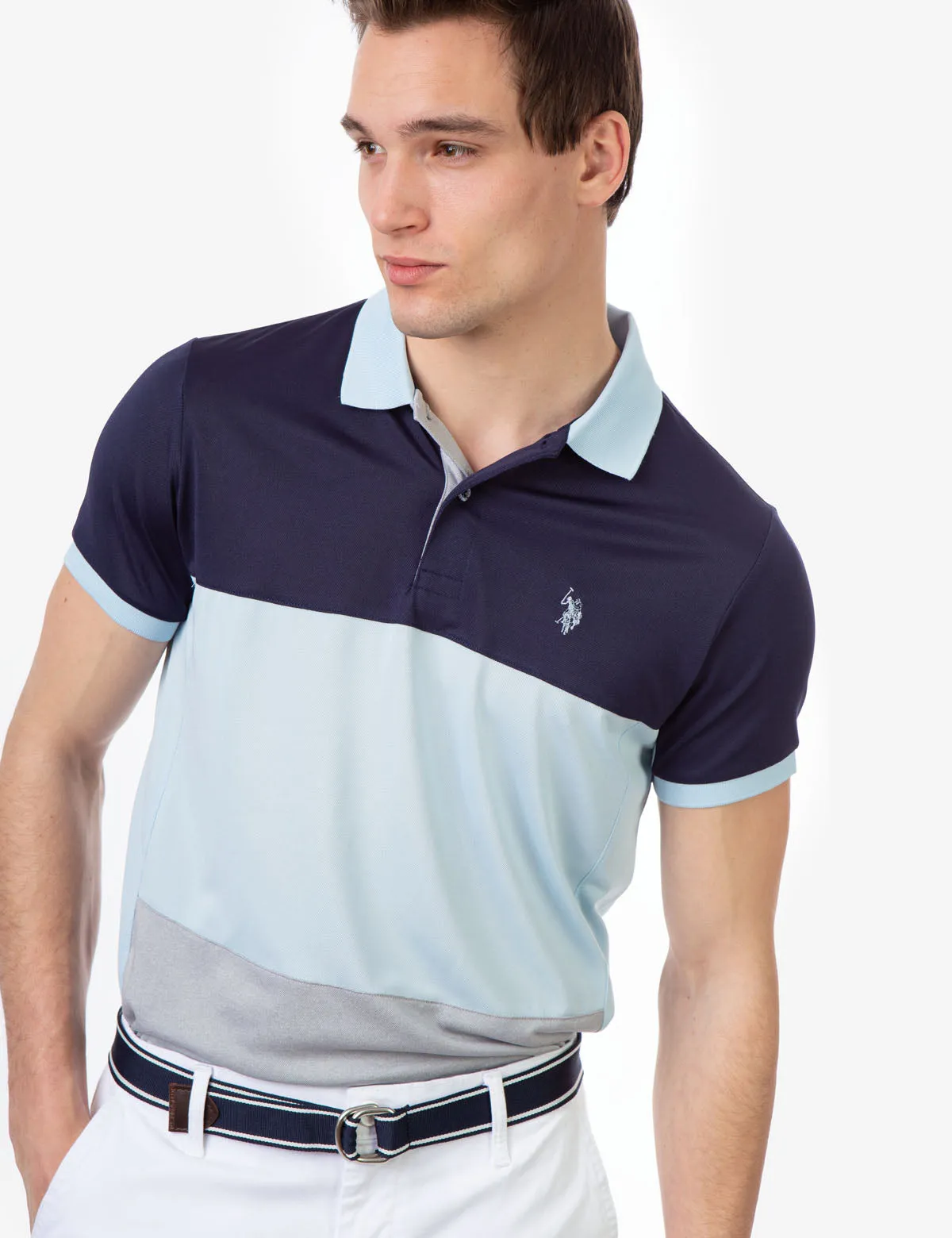 COLORBLOCK PIQUE GOLF SHIRT