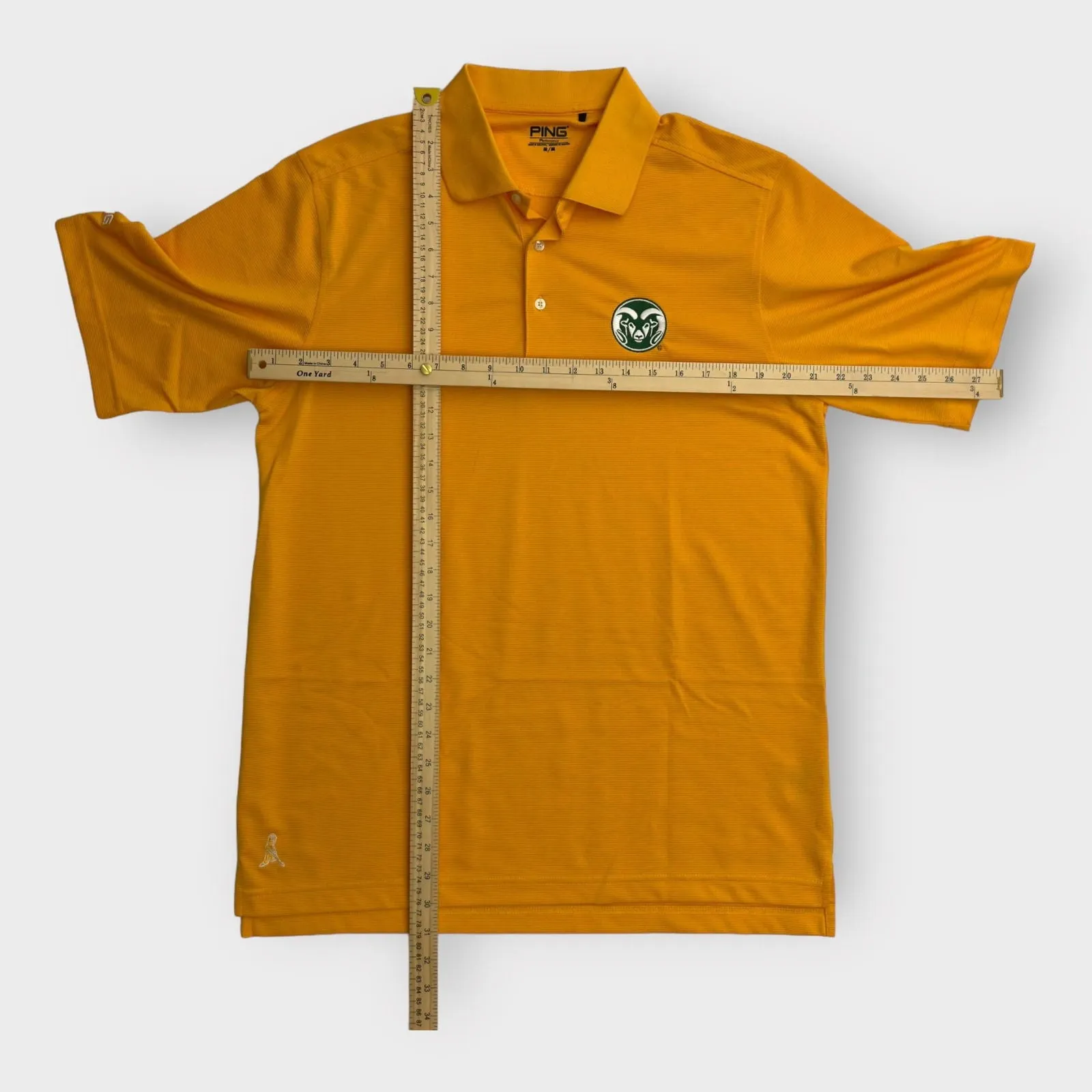 CSU Rams Mens Polo Golf Shirt | M | Yellow | Ping Performance | EUC