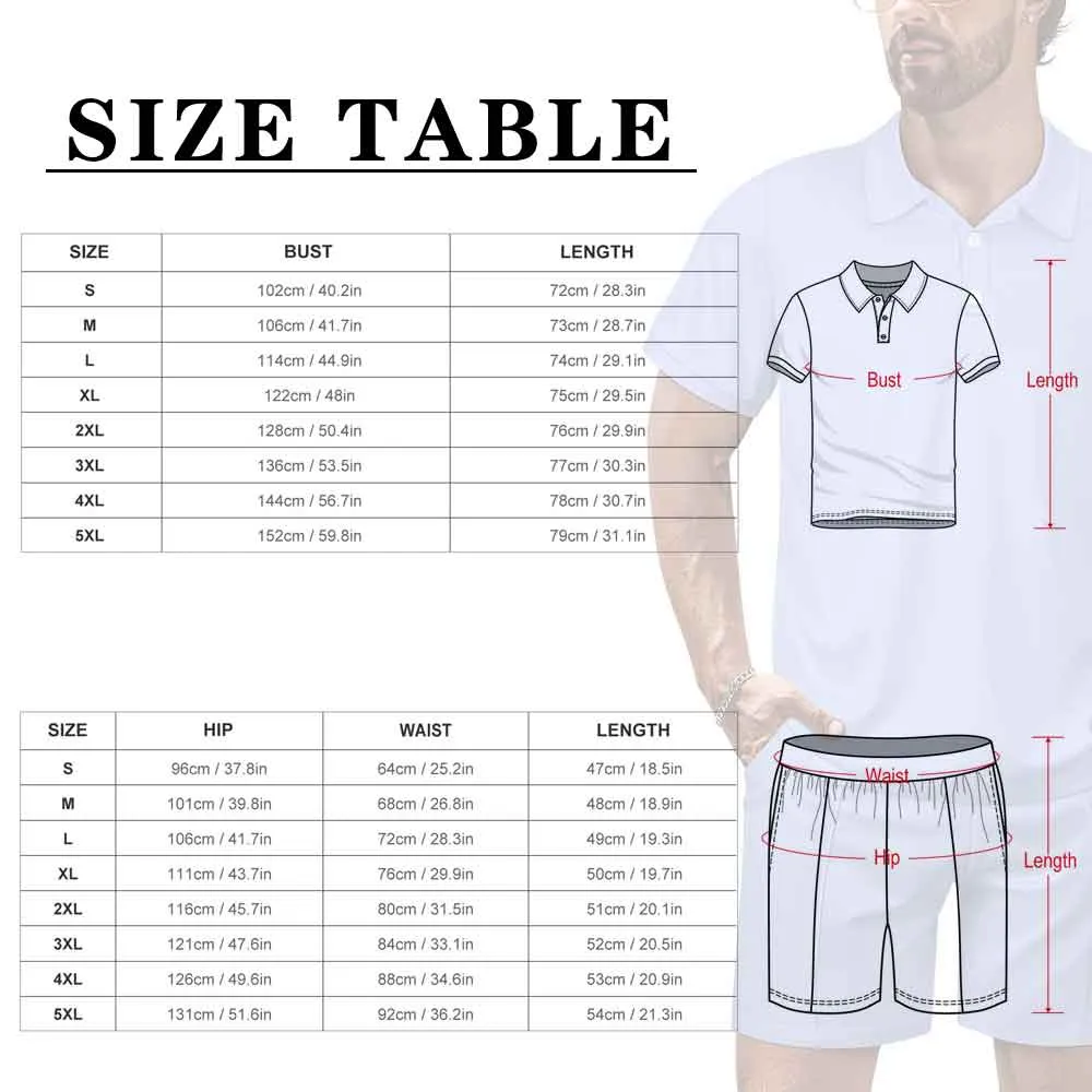 Custom Face Dollar Men's Polo Shirt and Shorts Set 2 Piece Summer Outfits Fashion Tracksuit Set