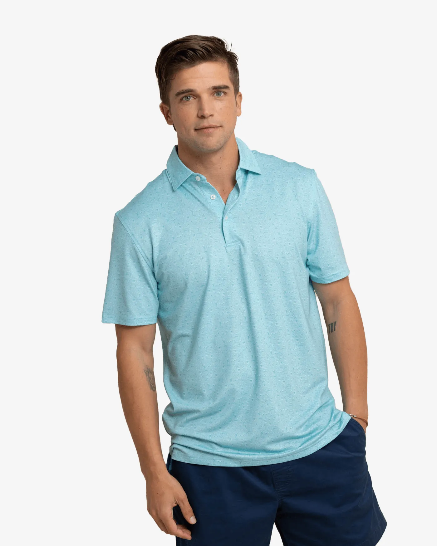 Driver Let's Go Clubbing Printed Polo - Ocean Aqua