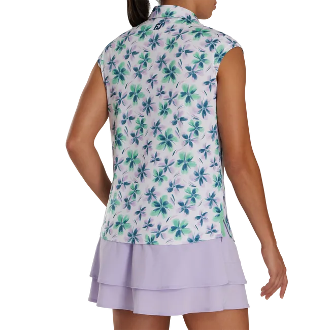 FootJoy Women's Cap Sleeve Floral Polo- Lavender/Mint/Teal