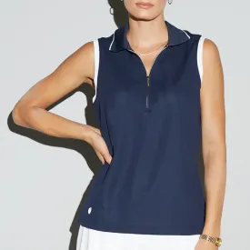 GGblue Womens Aspen Short Sleeve Polo - NAVY/WHITE