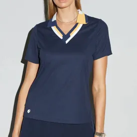 GGblue Womens Elisha Short Sleeve Golf Polo - NAVY / WHITE / MIDAS