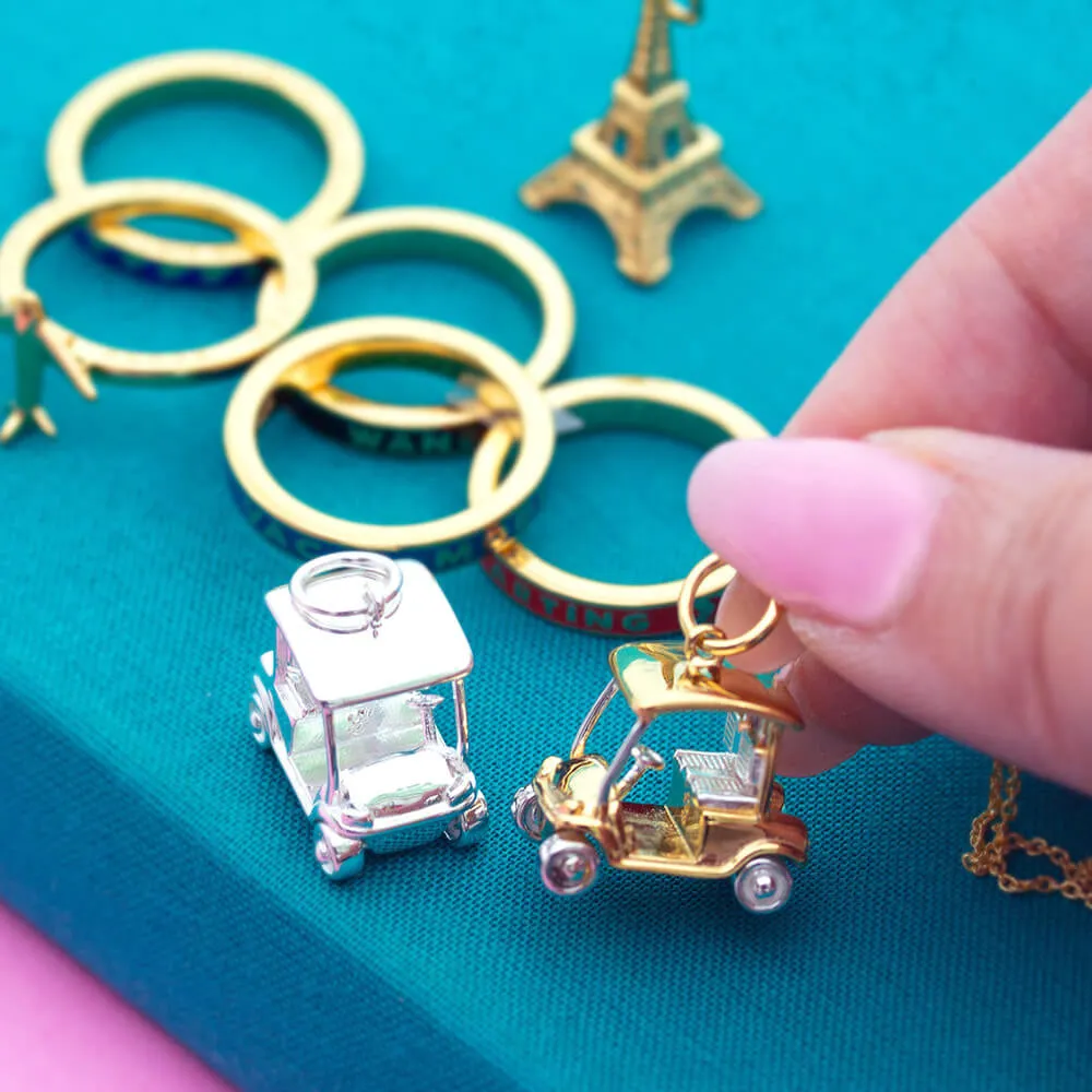 Golf Cart Charm, Solid Gold