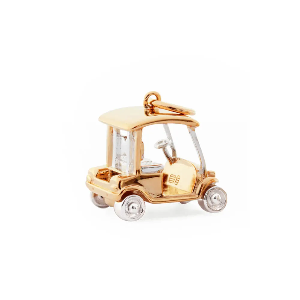 Golf Cart Charm, Solid Gold