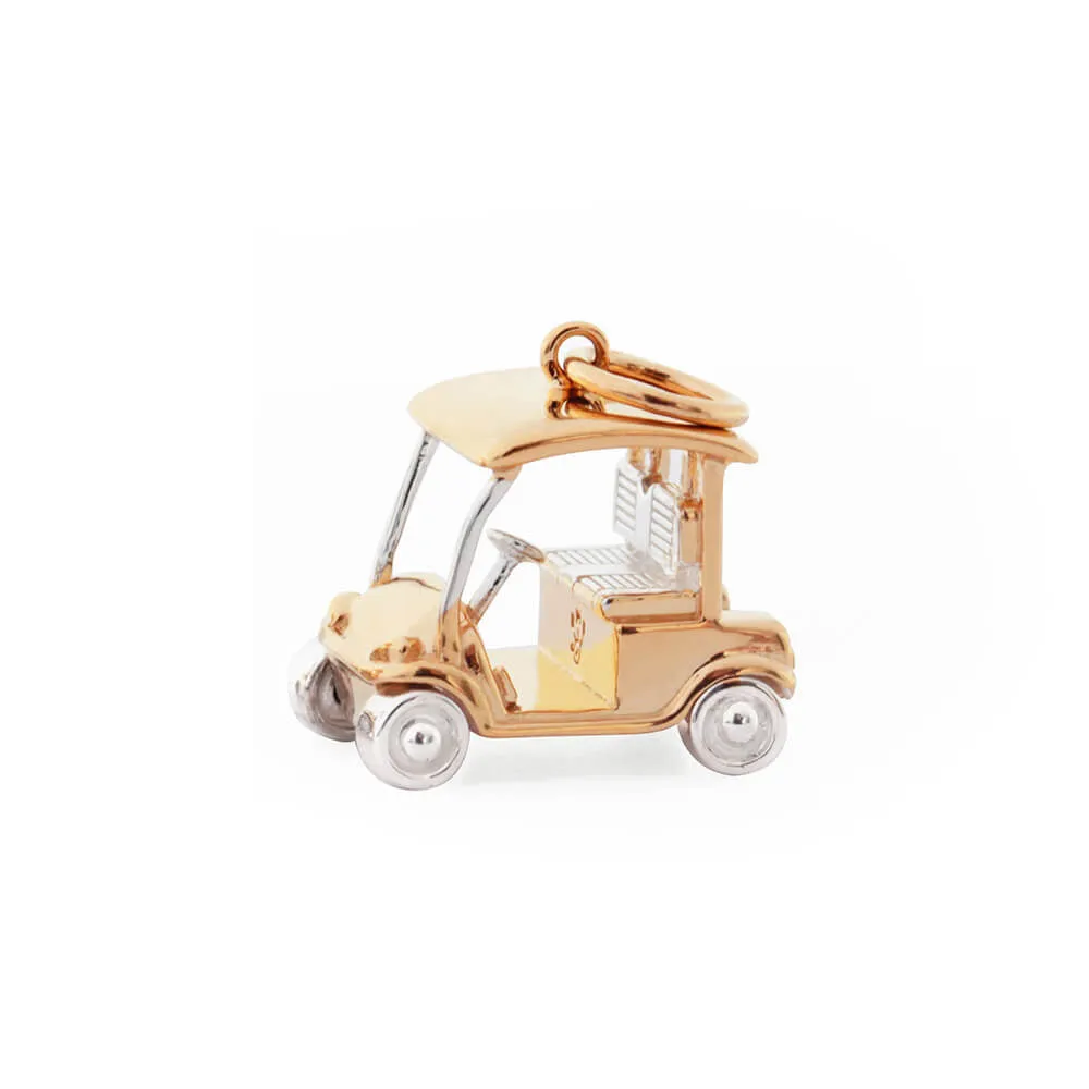 Golf Cart Charm, Solid Gold