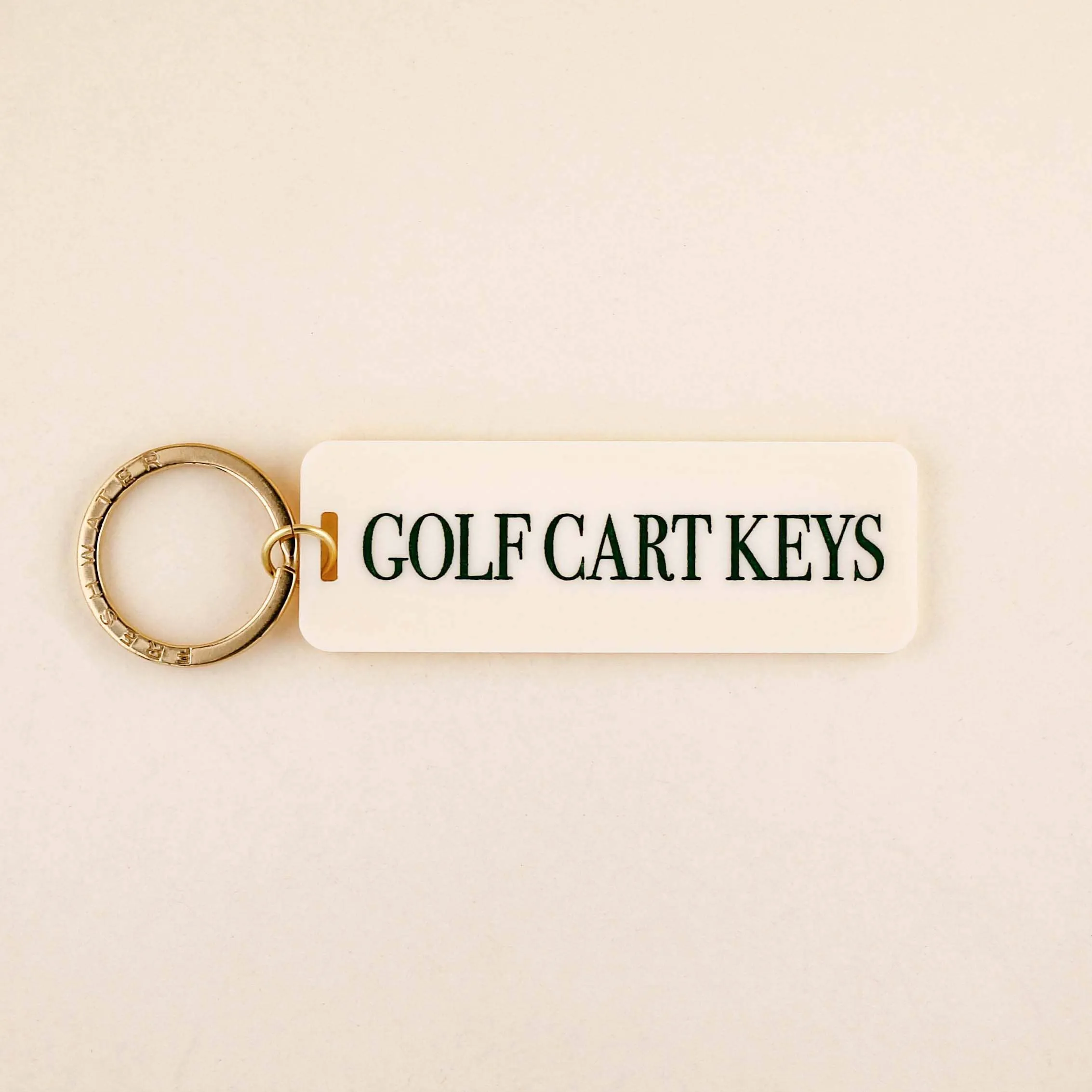 Golf Cart Keys Keychain: Cream/Green / Keychain with Hang Tag