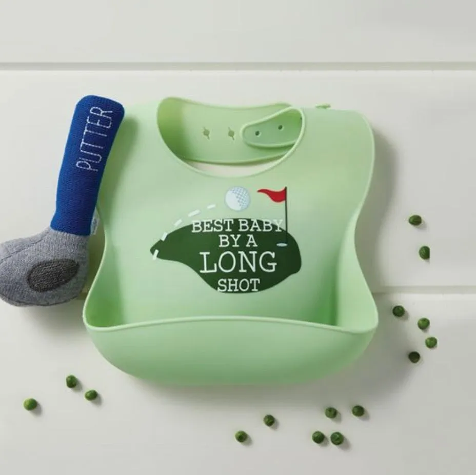 Golf Silicone Rattle/Bib Set