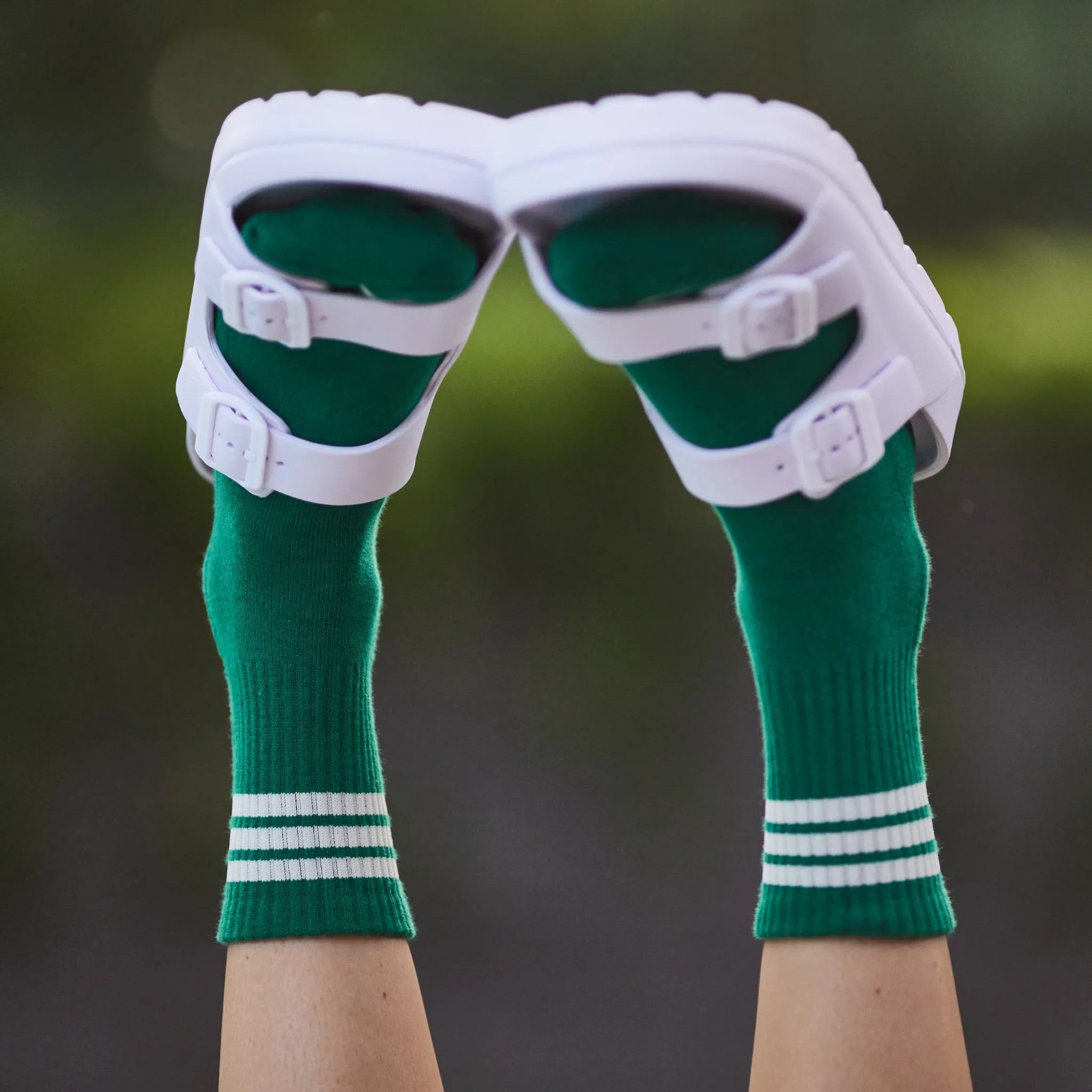 Half Crew Stripe Socks - Green