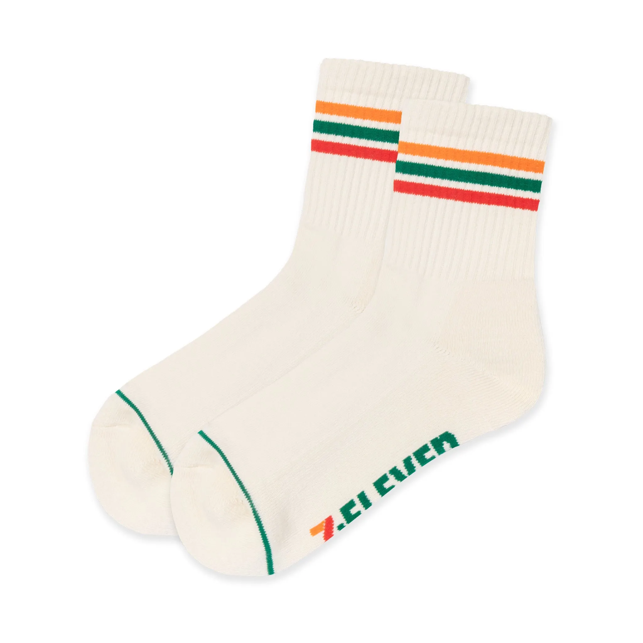 Half Crew Stripe Socks - Retro White