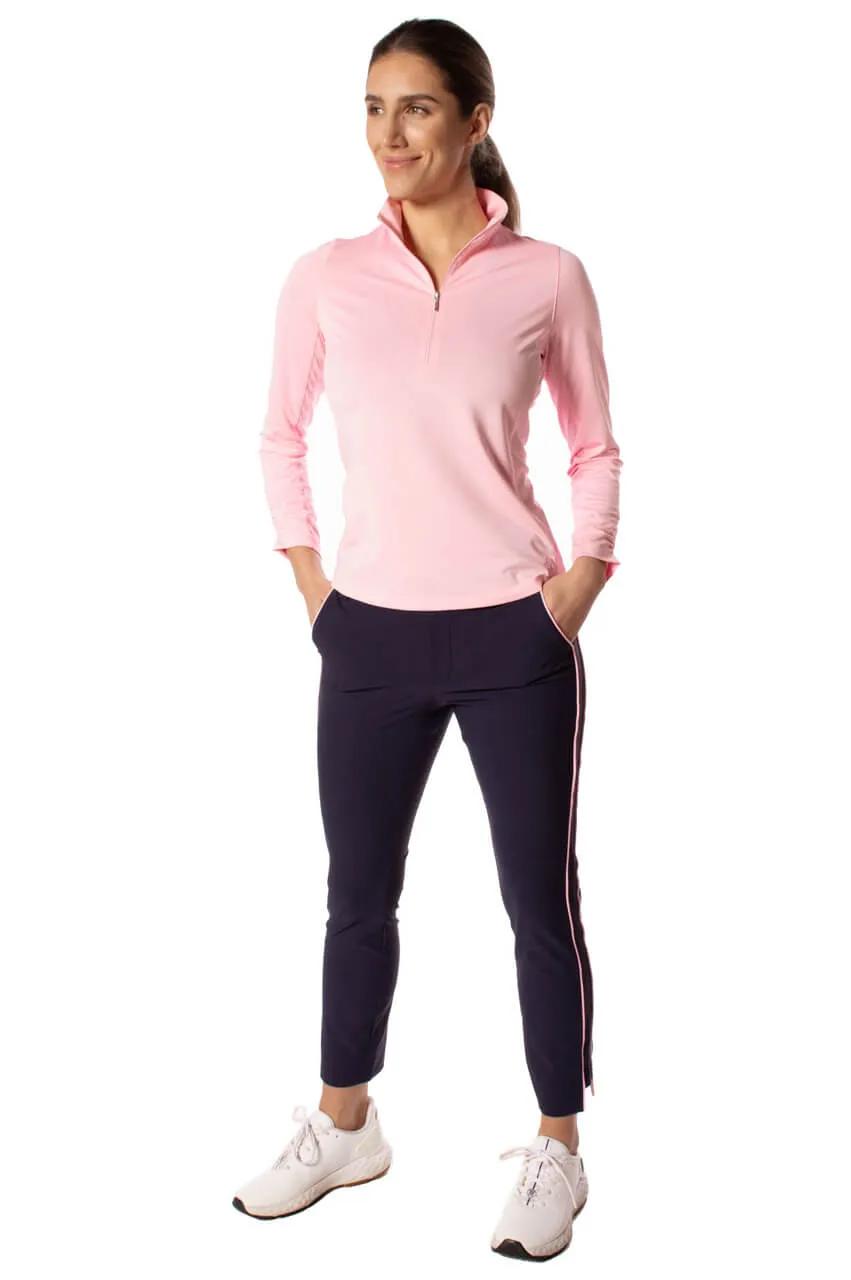 Light Pink Long Sleeve Zip Mock Polo