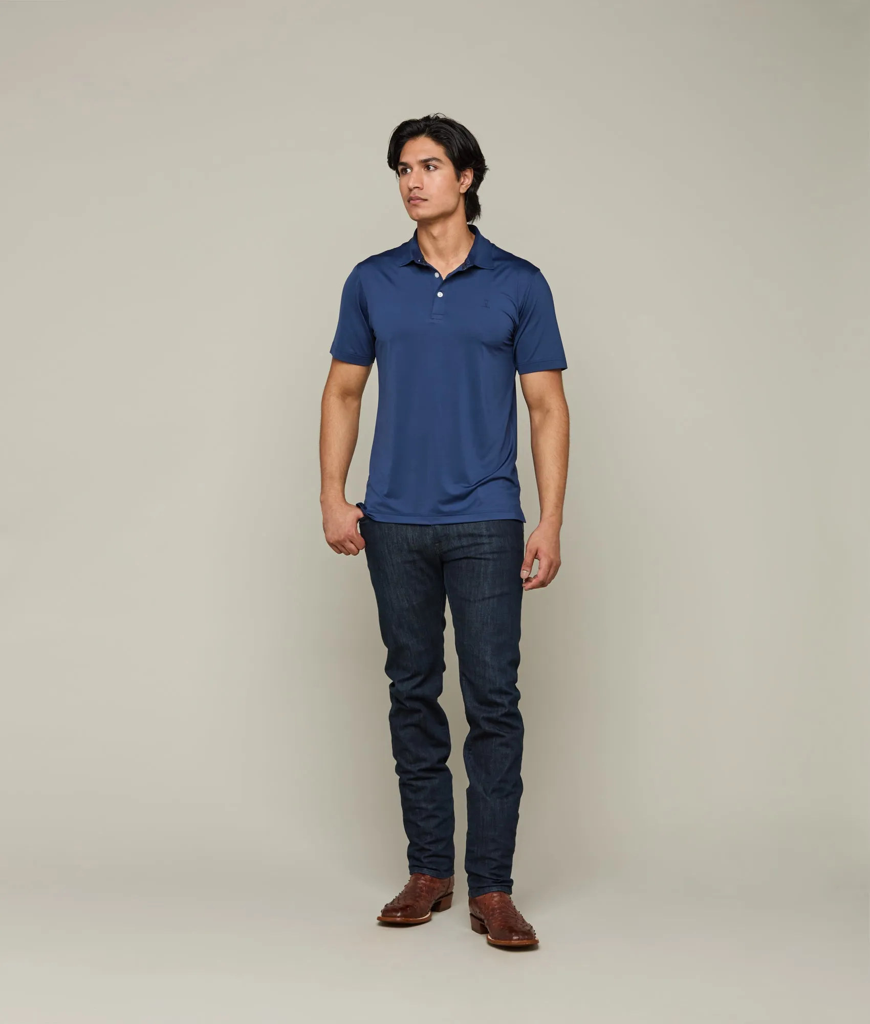 Lucchese Golf Polo :: Dallas Cowboys Navy