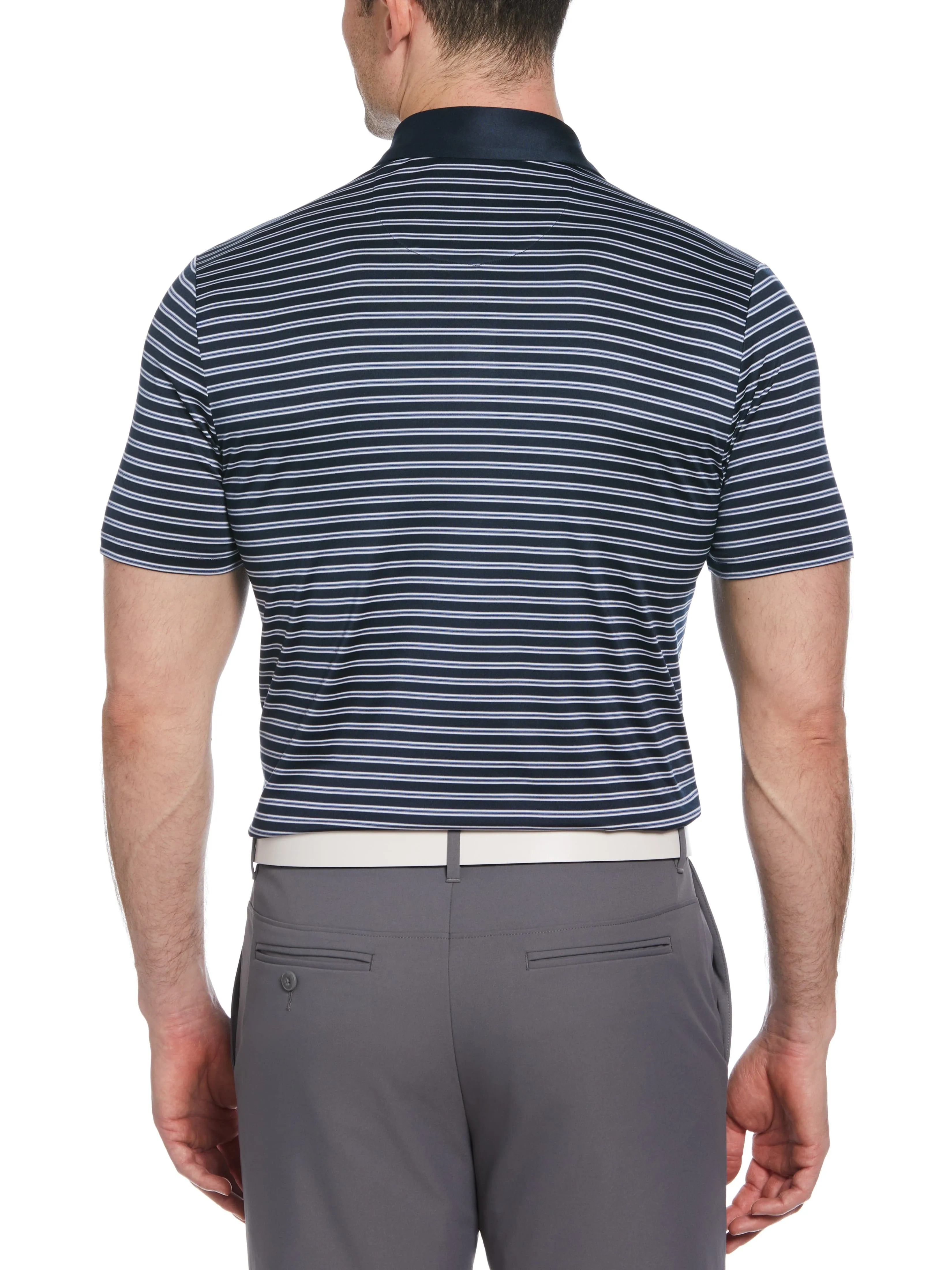 Men's Heritage Stripe Solid Collar Short Sleeve Polo Shirt