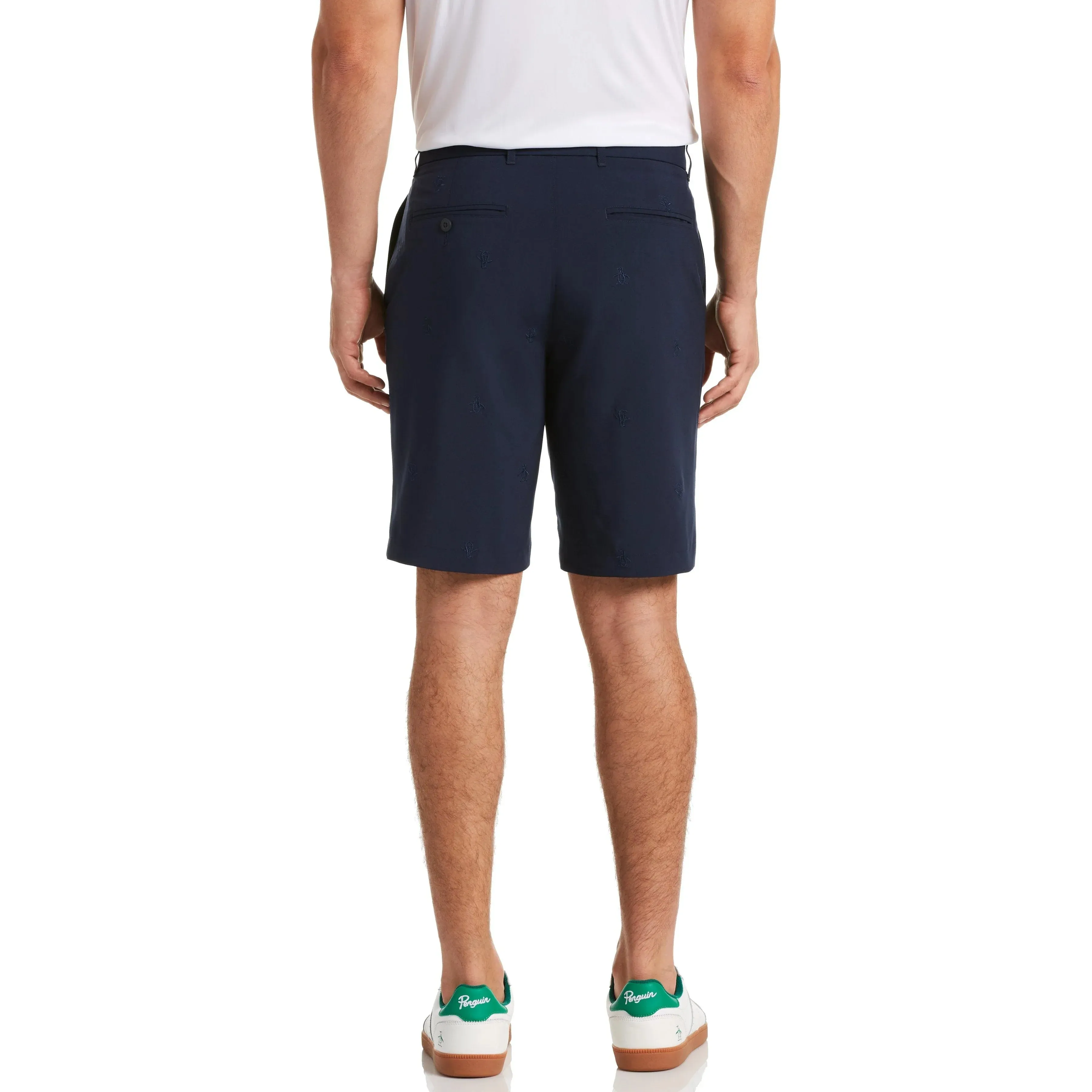 Original Penguin Mens Allover Embroidered Pete 9" Golf Short - BLACK IRIS