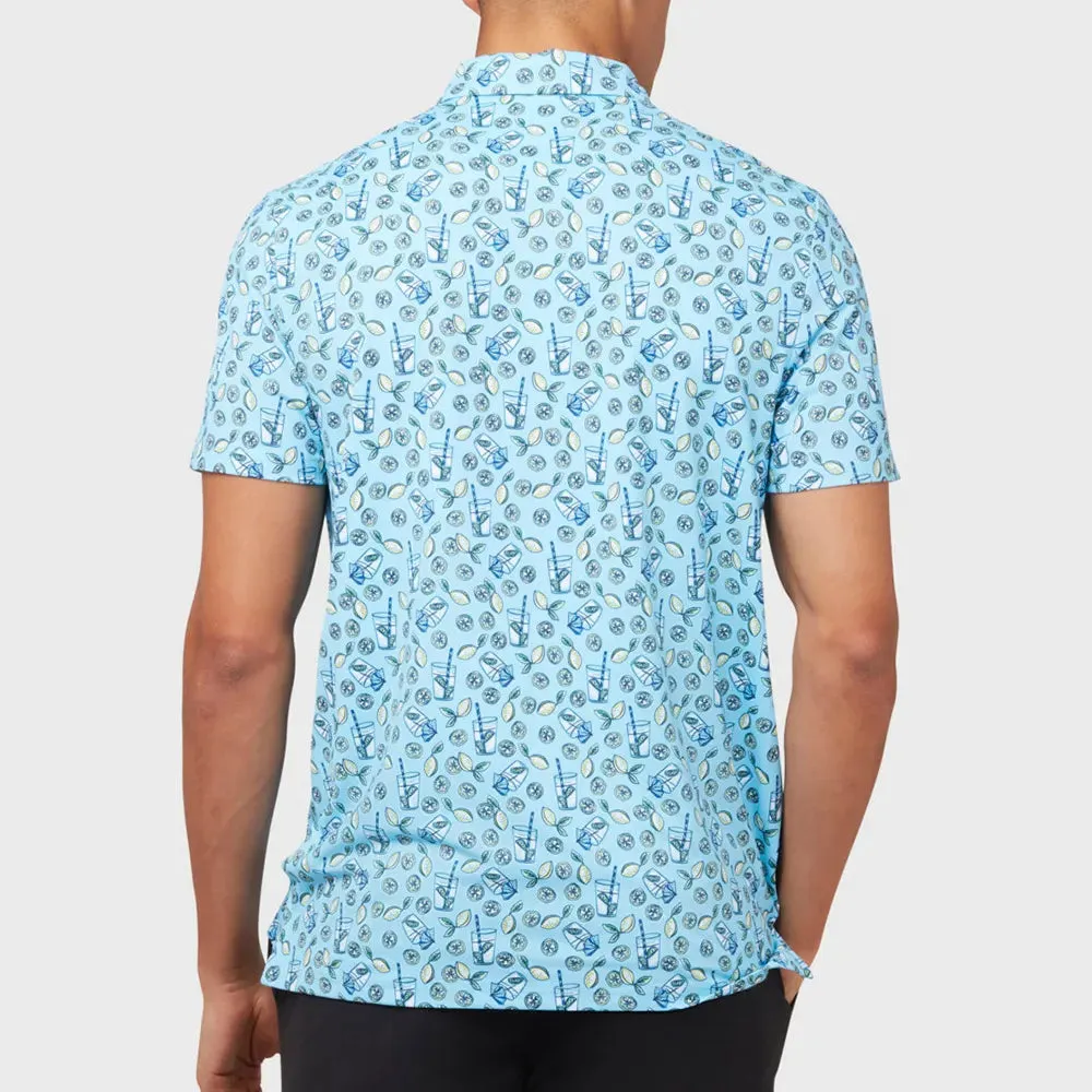 Original Penguin Mens Lemonade Print Golf Shirt Polo - BALTIC SEA