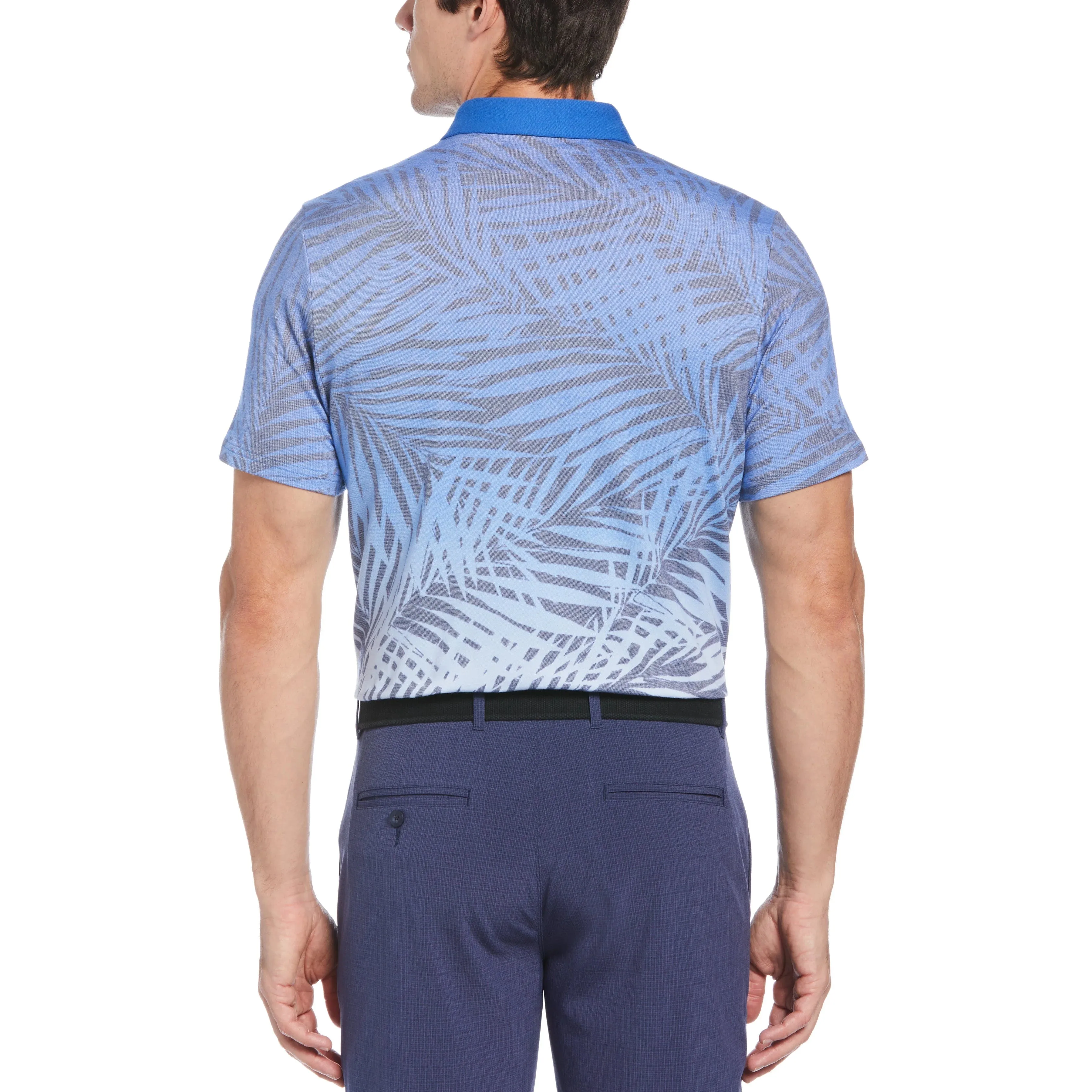 Original Penguin Mens Resort Leaf Print Golf Polo Shirt - BLUE TATTOO