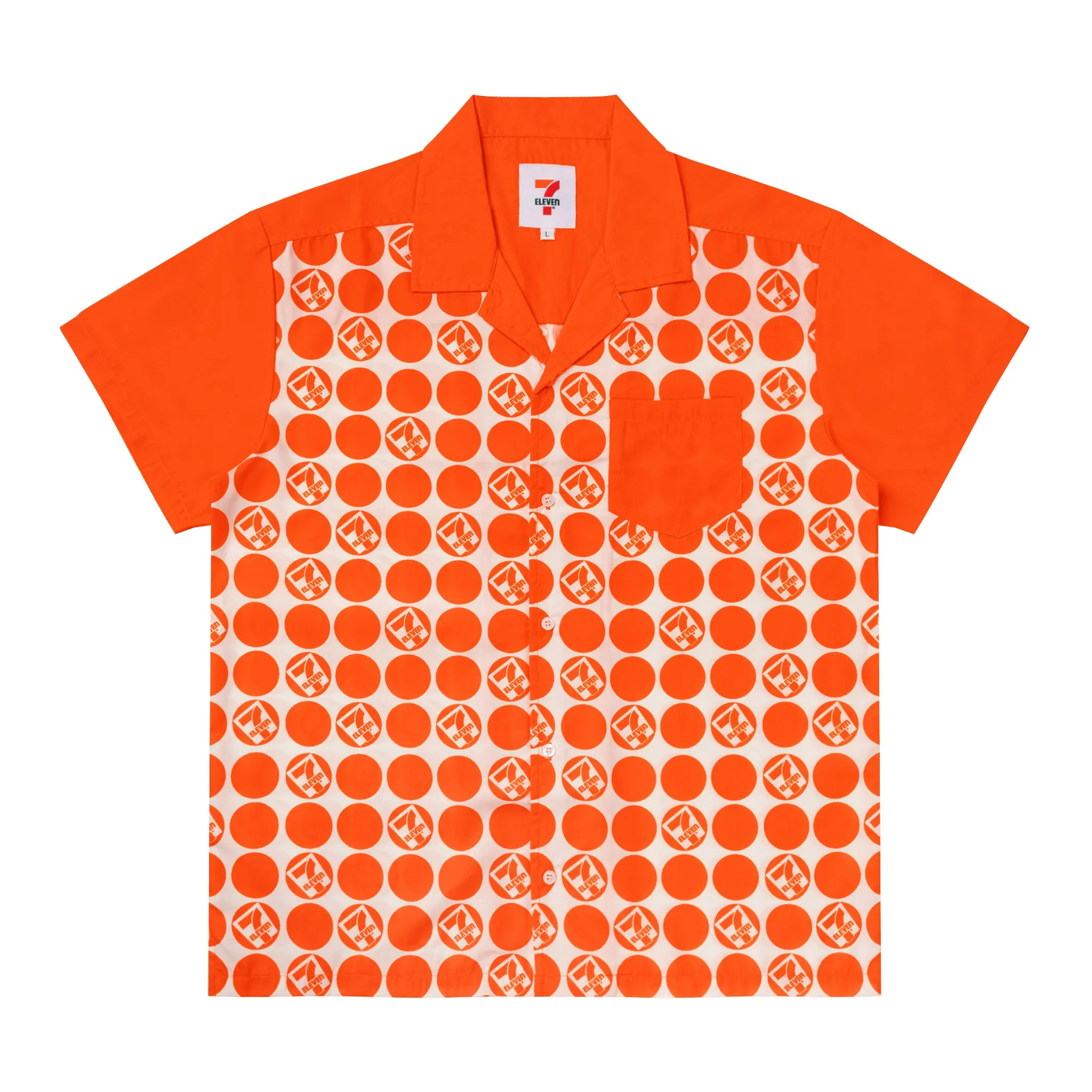 Retro 7-Eleven® Dot Button Up - Orange