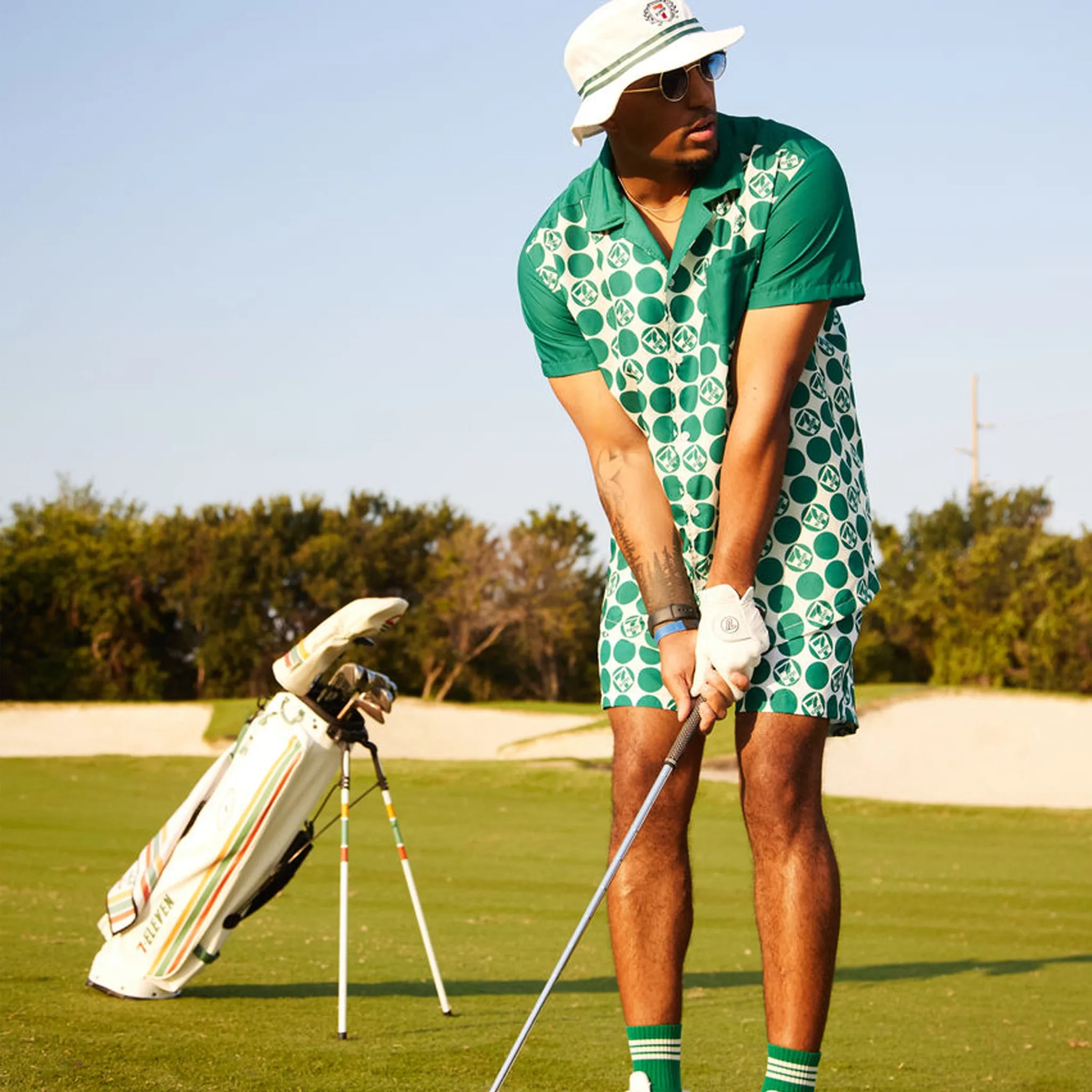 Retro 7-Eleven® Dot Walk Shorts - Green