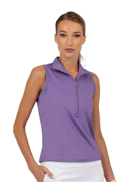 Rhapsody Quarter Zip Sleeveless Top - Lavender