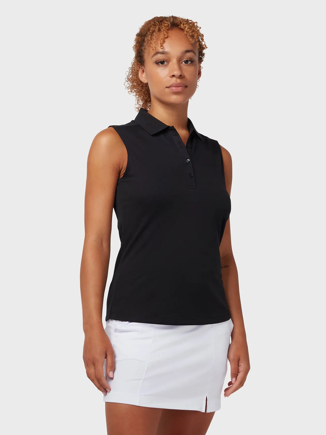 Sleeveless Women's Polo In Caviar