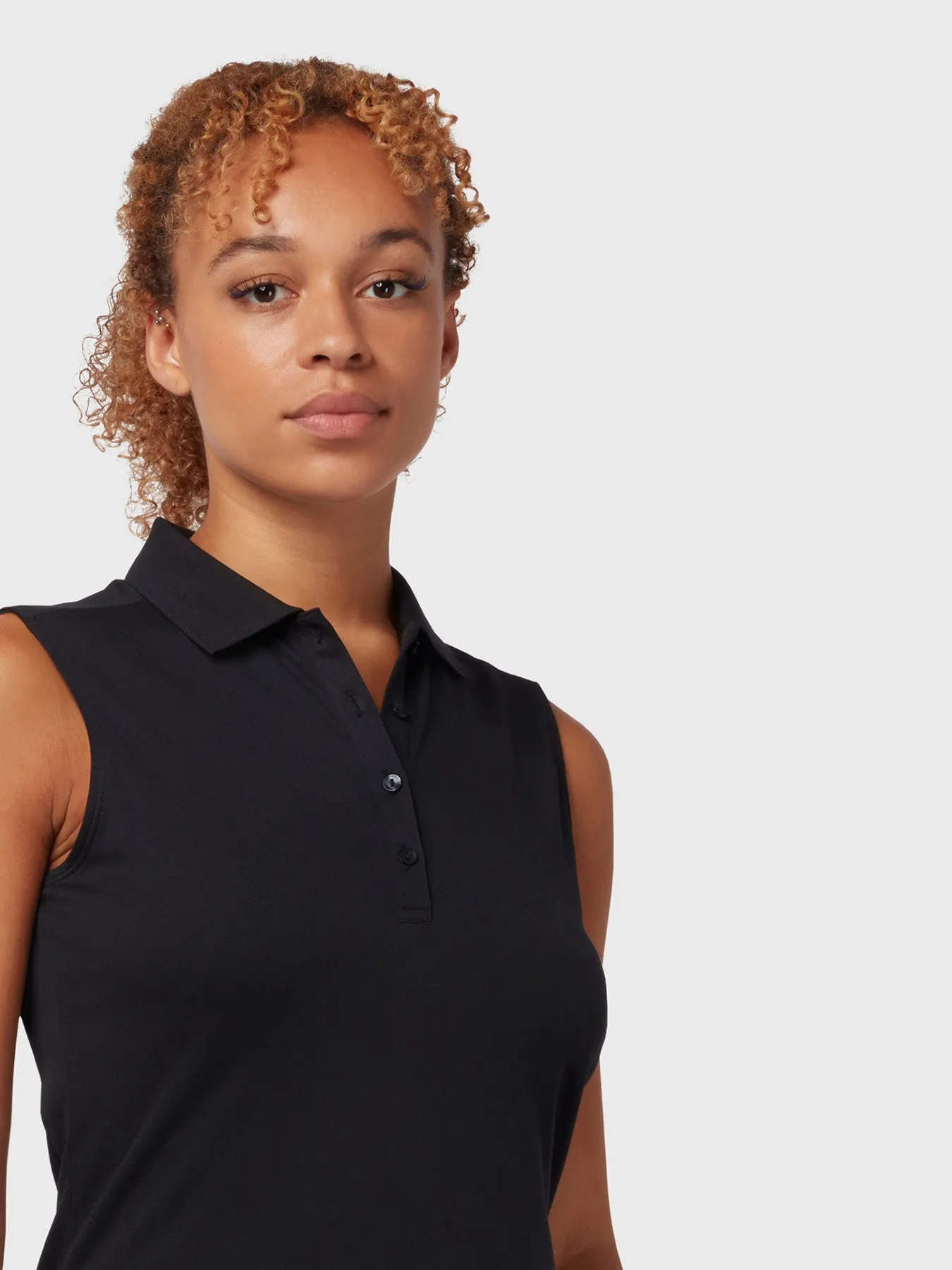 Sleeveless Women's Polo In Caviar