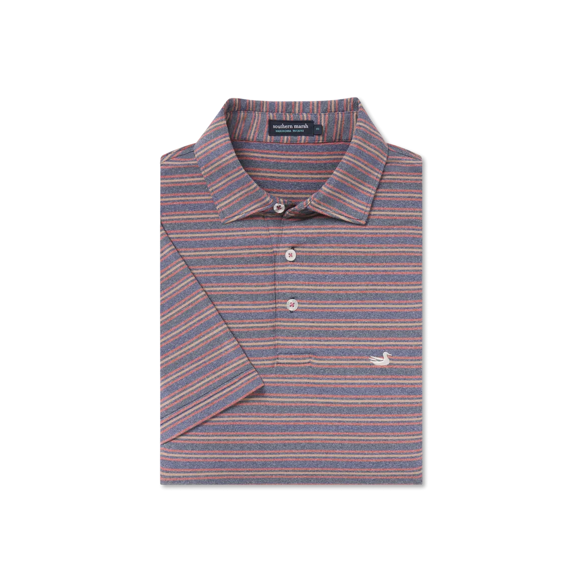 Southern Marsh - Maybourne Featherlight Stripe Polo - Navy/Red