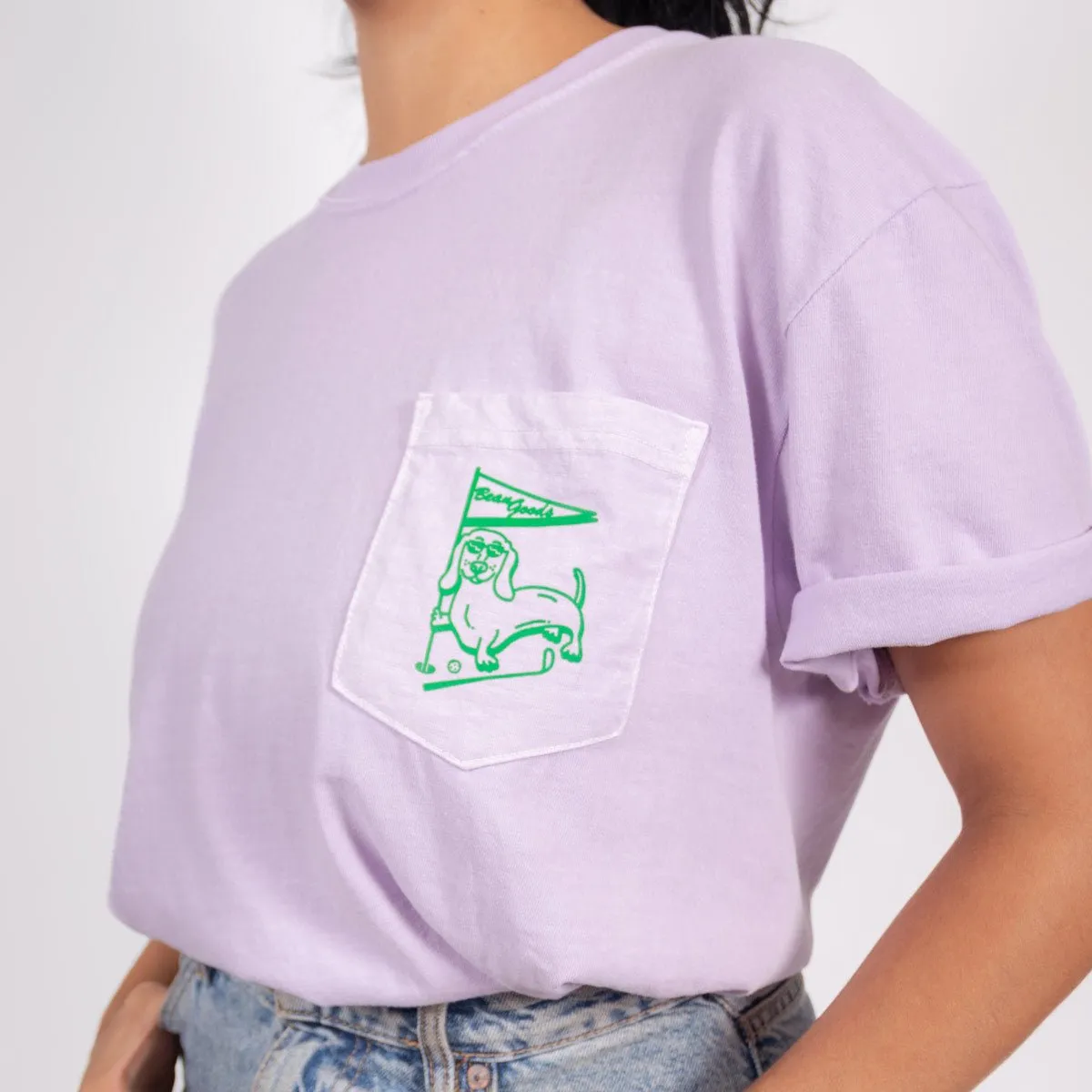 swingin' wieners golf club unisex pocket tee | lavender