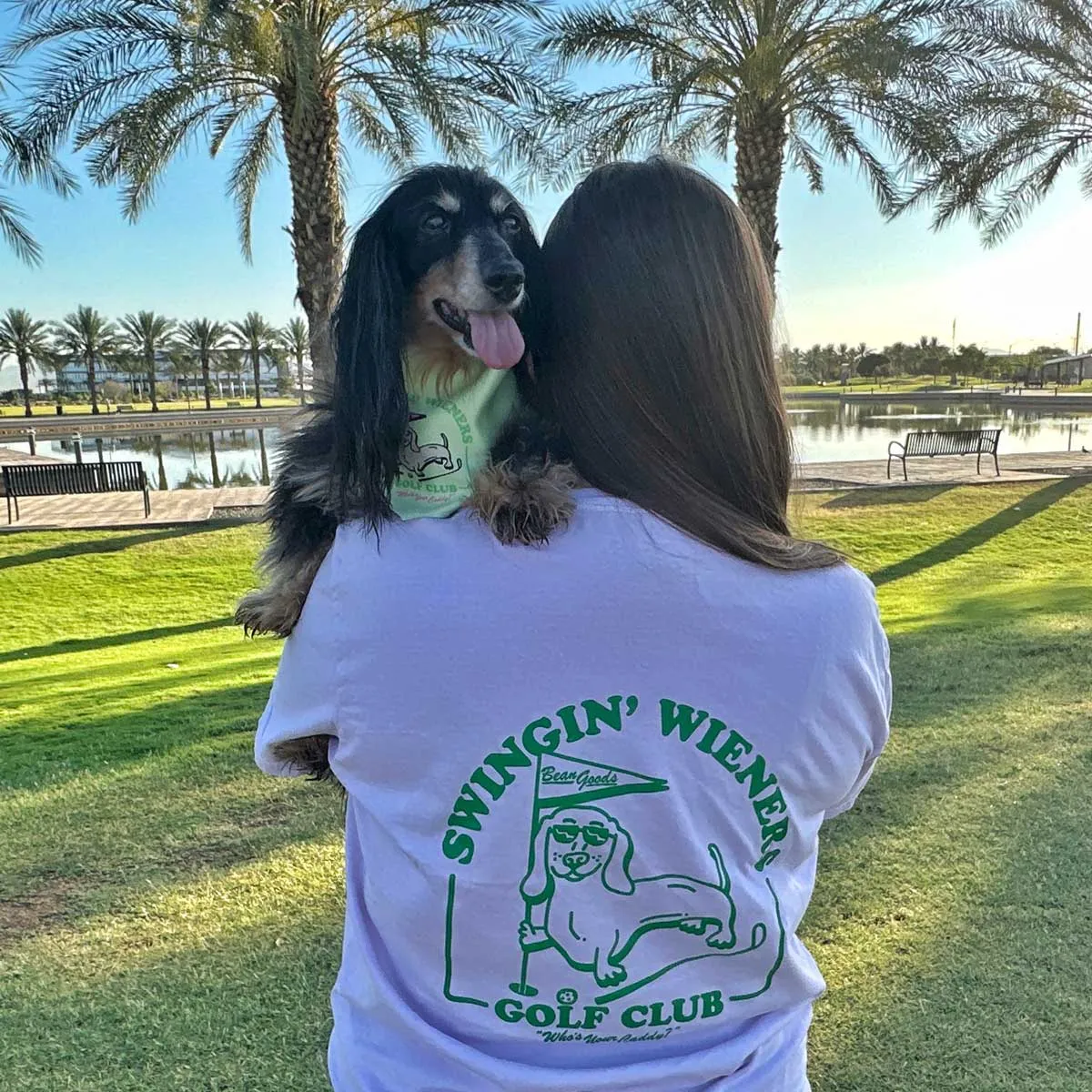 swingin' wieners golf club unisex pocket tee | lavender