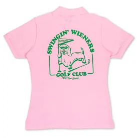 swingin' wieners golf club womens polo | pink