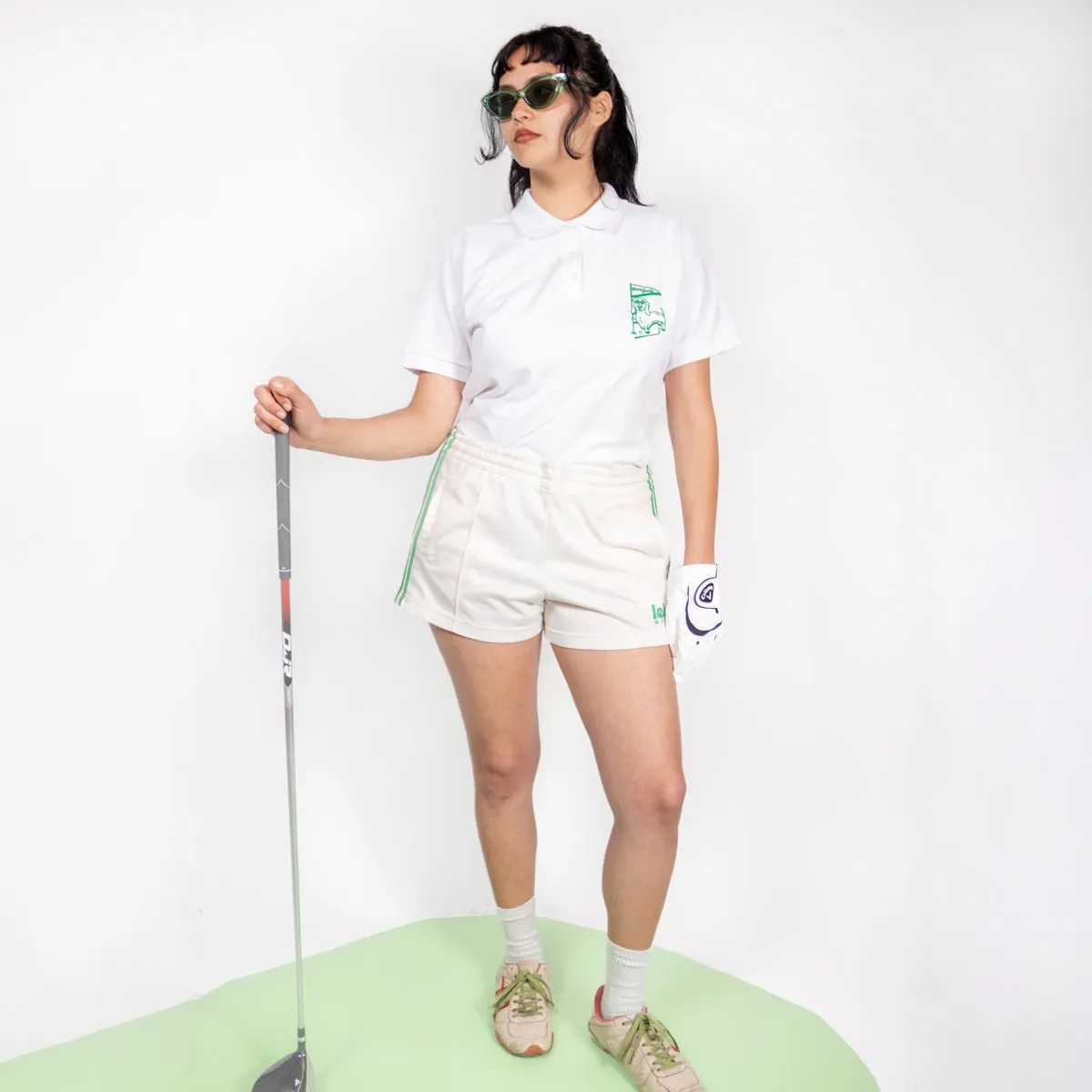 swingin' wieners golf club womens polo | white