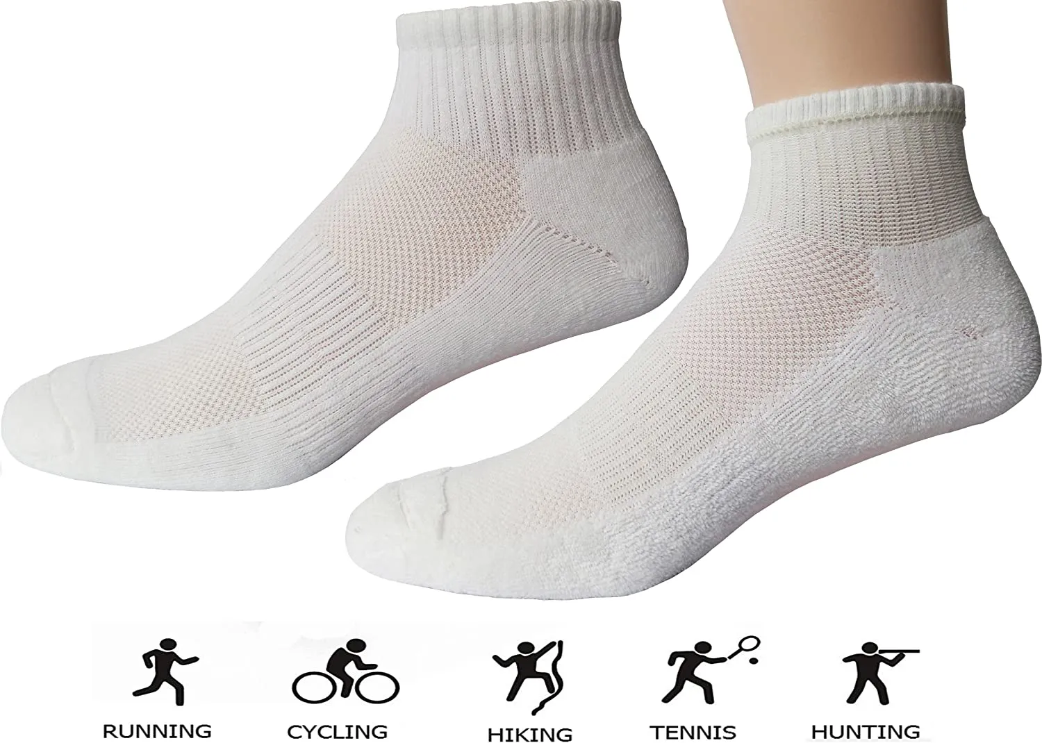 Women's Moisture Wicking Athletic Low Cut Ankle Quarter Cushion Socks