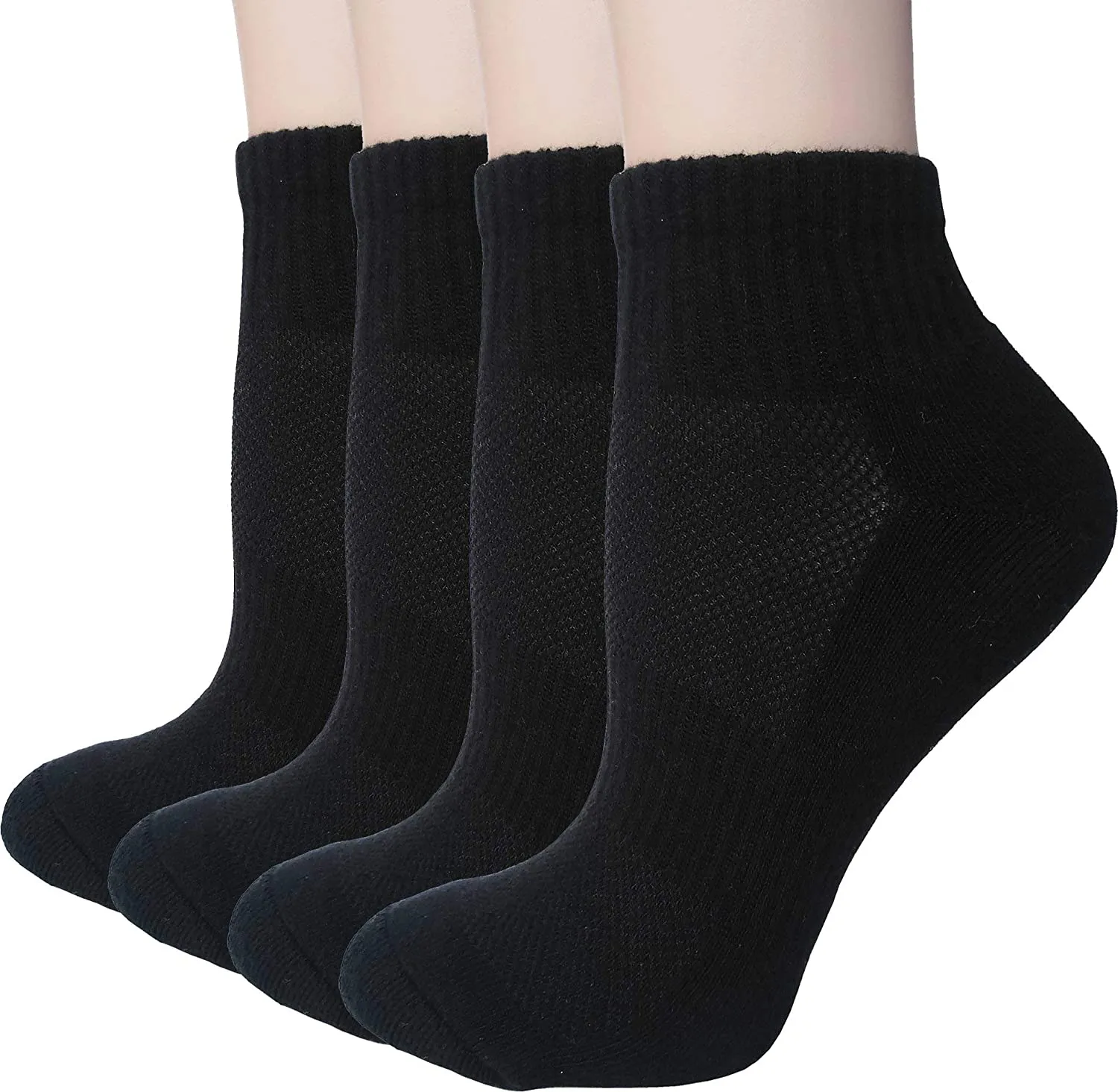 Women's Moisture Wicking Athletic Low Cut Ankle Quarter Cushion Socks